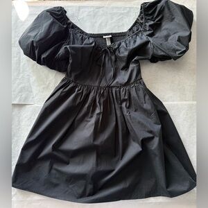 A New Day black puff sleeve mini dress smocked back full skirt with pockets